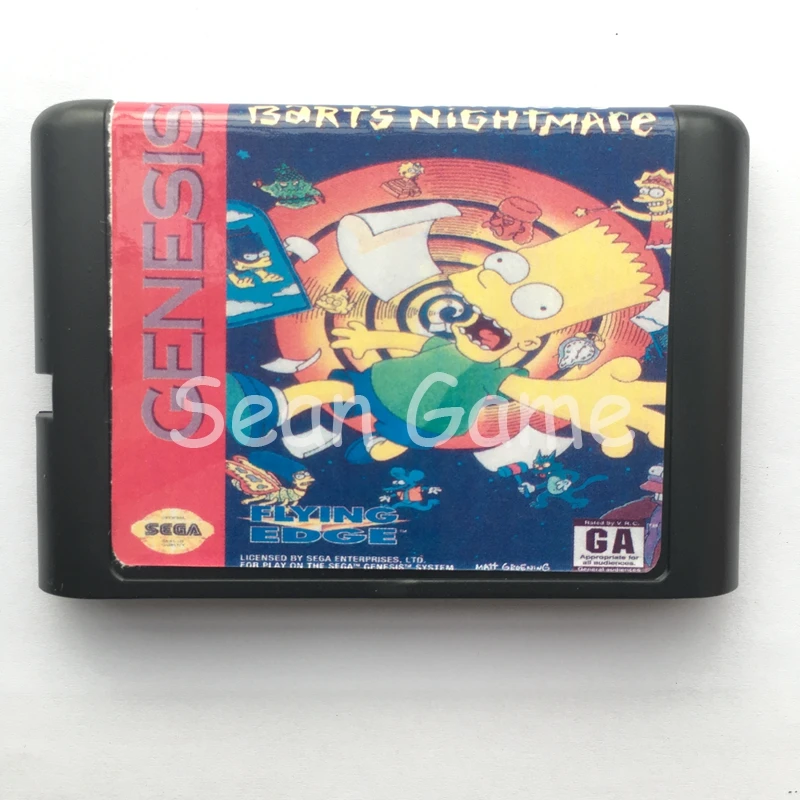 16 бит sega MD игра Alien 3/The Simpsons кошмар Барта/Закат гонщиков карты для sega Megadrive Genesis видеоконсоли картридж - Цвет: Barts Nightmare