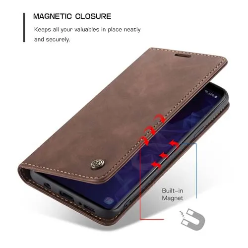 Кофе Для samsung Galaxy s9 s9+ чехол CaseMe Магнитный Флип-Бумажник кожаный чехол-подставка для телефона чехол для Galaxy S8 Plus s7 edge capa слоты для карт - Цвет: Кофе