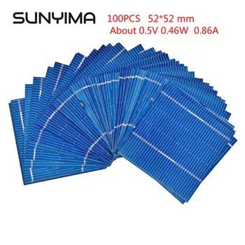 

SUNYIMA 100PCS 52*52mm Solar Panel DIY 0.5V 0.46W Solar Cell DIY Solar Polycrystalline Painel Solar Battery Charger