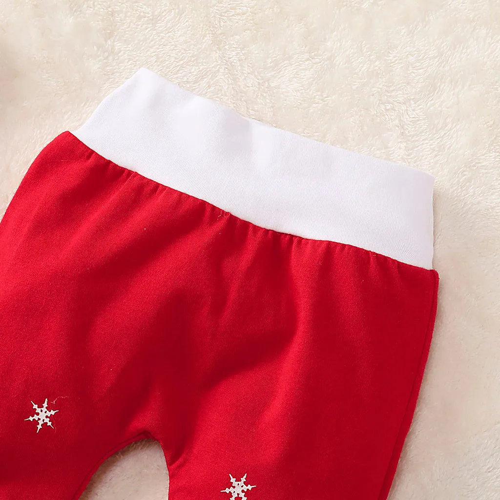 Пижама с рождественским принтом Санта Клауса и оленя для маленьких мальчиков и девочек; пижамный комплект; Одежда для мальчиков; колготки; Повседневная Удобная Одежда для новорожденных