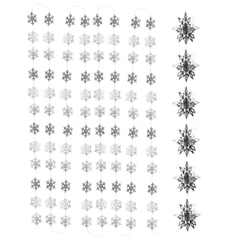 

2 Sets Christmas Banner Snowflake Design Bunting Festival Paper Pendant (Silver)