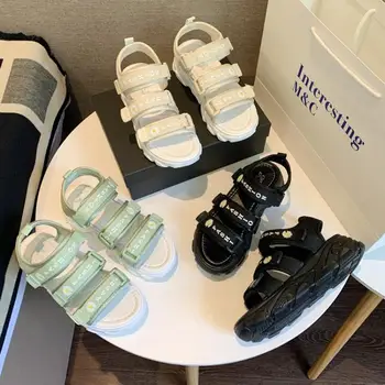 

SWYIVY Chaussure Femme Cloth Platform Sandals Women 2020 Summer New Breathable Wedges Shoes Woman Sandals Hook Loop Female Shoes