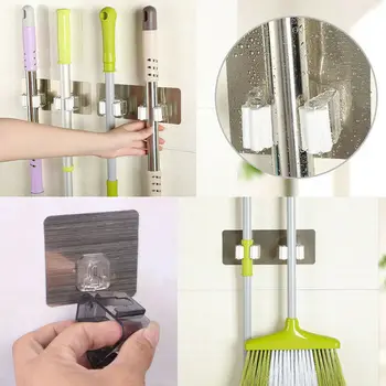 

Wall Mounted Mop Strong Holder Brush Broom Hanger Storage Rack Kitchen Tool Home Organizer Towel Broom Hanger Storage Holder