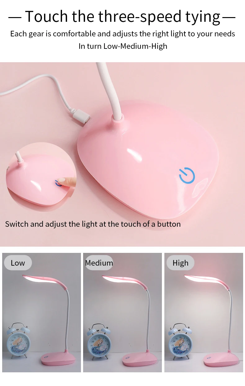 Candeeiro de Mesa Proteção para os Olhos Lâmpada de Mesa Lâmpada de Cabeceira Aprendizagem das Crianças Carregamento Dormitório Estudante Quarto d2 Led Luz Usb 5 os olhos lâmpada de mesa luz usb