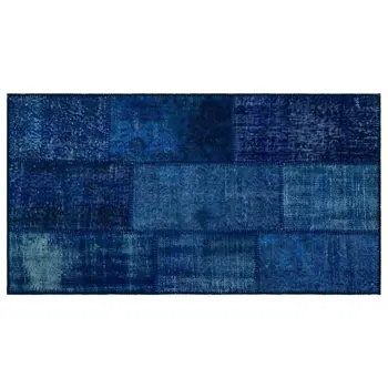 

Handmade Blue Vintage Overdyed Patchwork Area Rug 080x150 Cm-2'7''X4'11''