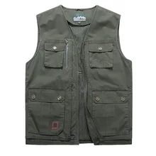 8517-весенний и осенний мужской Повседневный хлопковый жилет без воротника с несколькими карманами, жилет, пальто, жилет для рыбалки