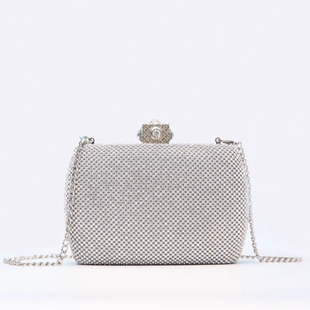 

Women Evening Bags Ladies Wedding Party Handbag Bling Diamonds Luxury Purses Sequin Silver Gold ladies Minaudiere 2019 New