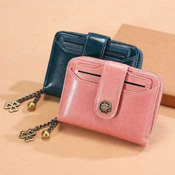

Hot Selling Women's Wallet RFID New Style Genuine Leather Wallet Short Cute Multi-functional Small Wallet Purse