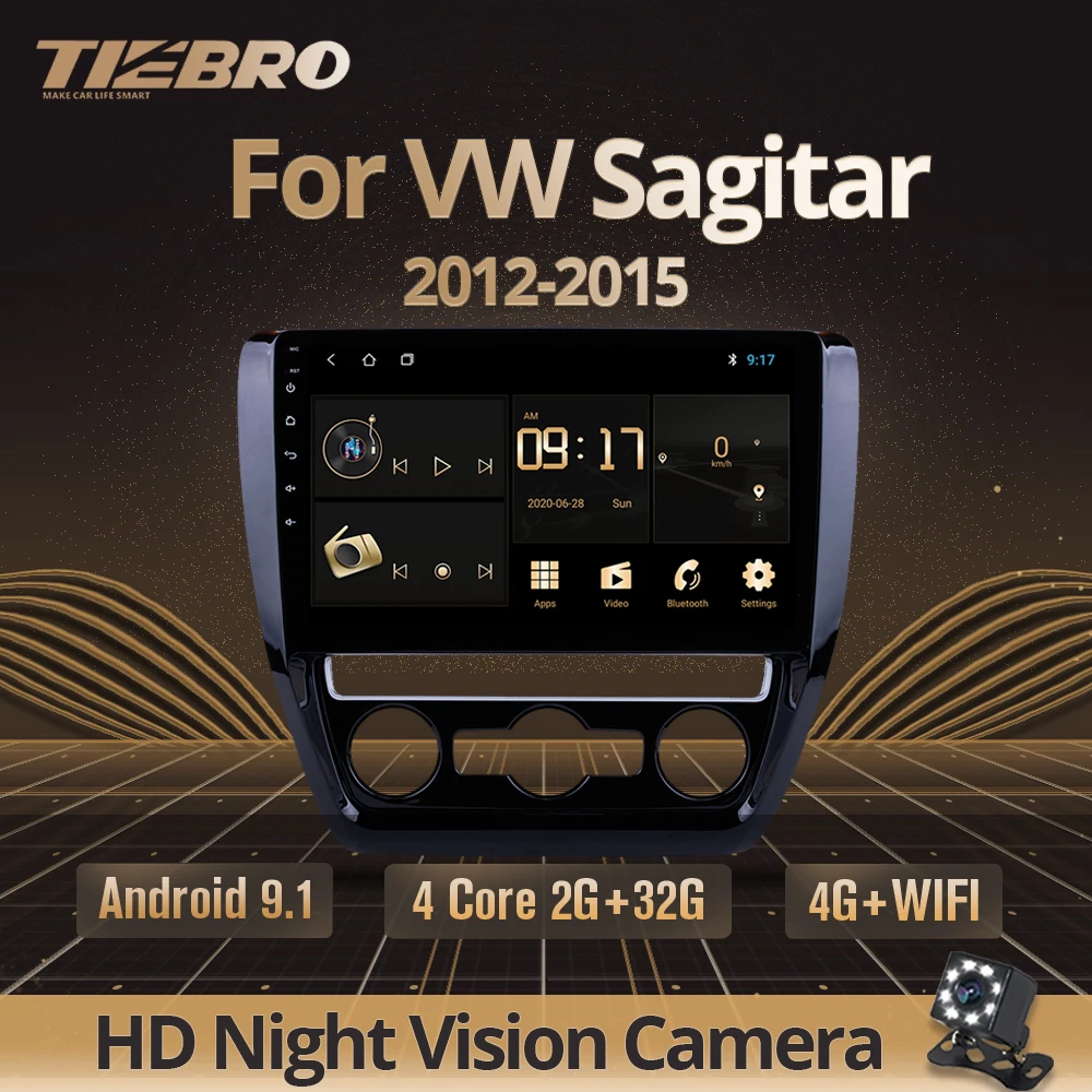 TIEBRO For VW Volkswagen Sagitar 2012-2015 Multimedia Player Car DVD Radio GPS Navigation Touch IPS Screen 10 Inch Android 9.0 | Автомобили