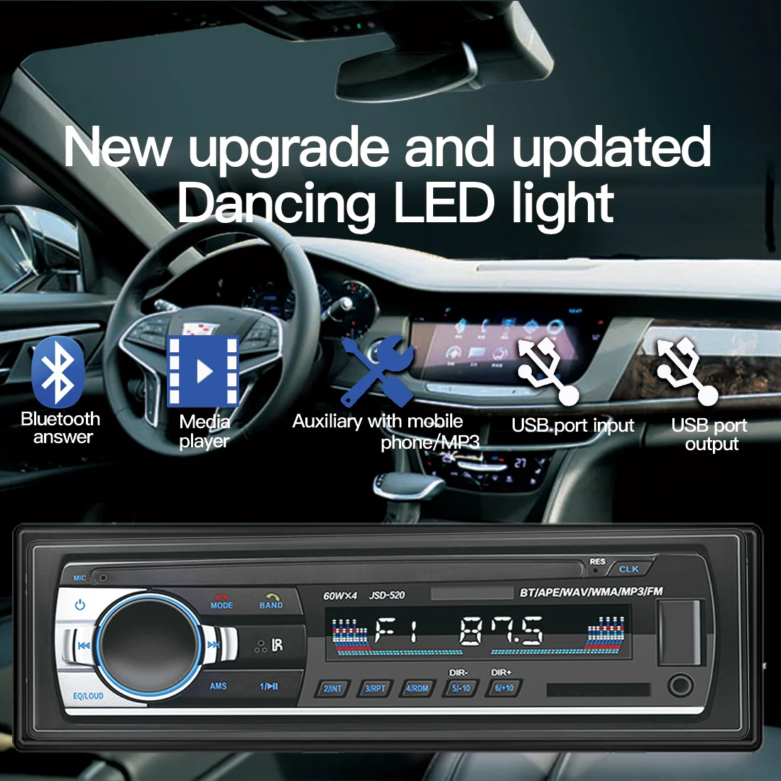 

Car Stereo Radio Car MP3 Multimedia Player Bluetooth Auto Radio SD USB MP3 MMC WMA FM Aux Input Receiver Audio Music Stereo