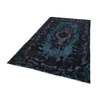 

175x292 Cm Black Handmade Over Dyed Rug-6x10 Ft