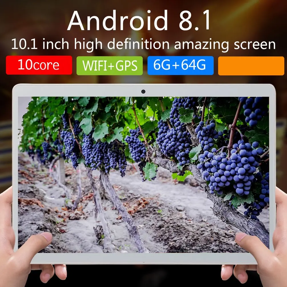 V10 классический планшет 10,1 дюймов HD с большим экраном Android 8,10 версия модный портативный планшет 6G+ 64G белый планшет с европейской вилкой