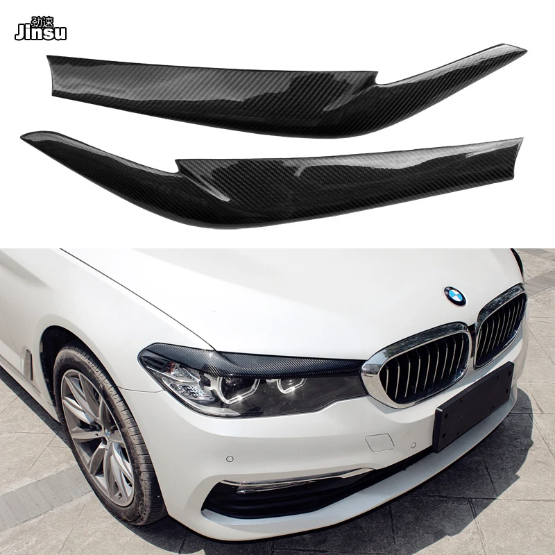 2 шт. накладки на передние фары из углеродного волокна для BMW 525i 530i 540i 2017 - 2019 G30 G31 F90