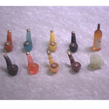 

50pcs/lot Mini High Imitation Tobacco Pipe Wine Bottle 3-5cm Pvc Kids Toys Birthday Gift For Children Home Decoration Ornaments