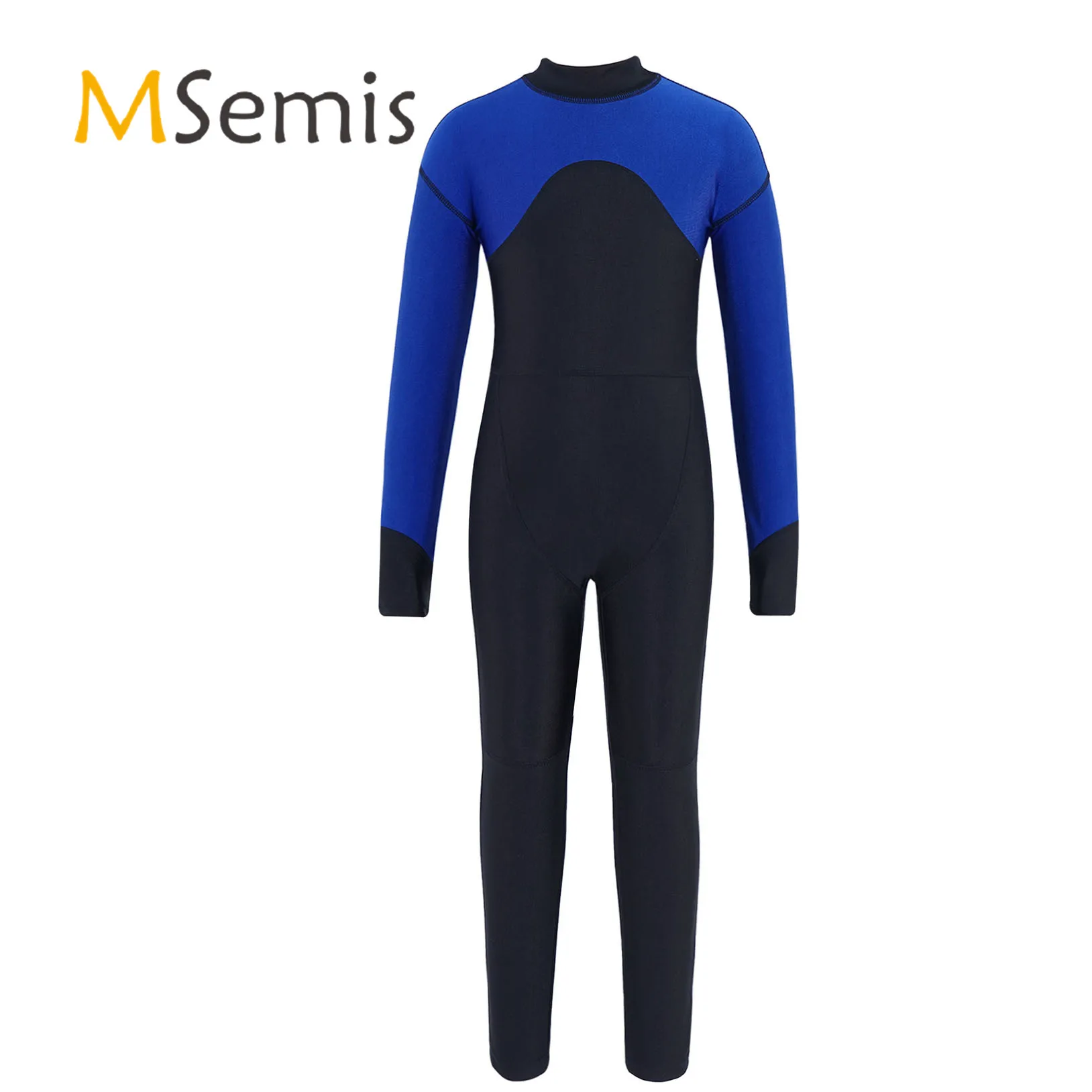 Kids Girls And Boys Swimsuit One Piece Swimwear Mock Neck Long Sleeves