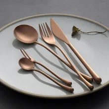 304 Stainless Steel Japanese Style Old Western Tableware Retro Steak Knife Fork Spoon Stirring Coffee Spoon Rose Gold