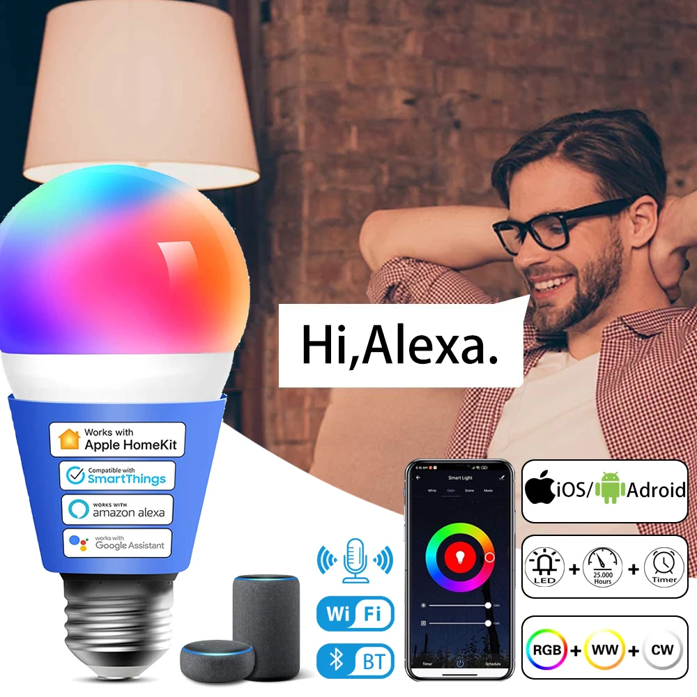 

RGBW LED Light Bulb E27 B22 Infrared Controller Smart Bulb Lamp Lampada Wifi Multicolor Dimmable Color Changing LED Night Light