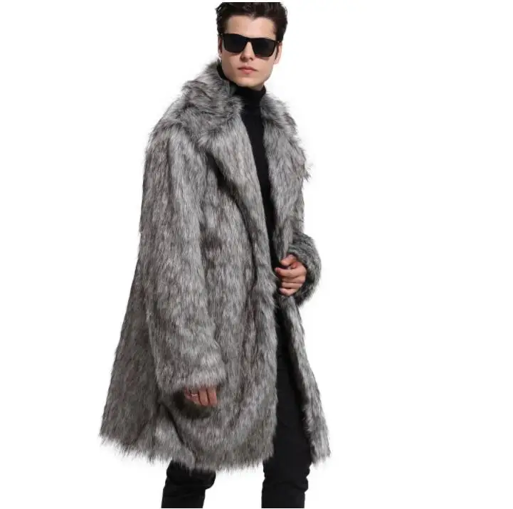 Autumn faux mink leather jacket mens winter thicken warm fur leather coat men loose jackets suit collar jaqueta de couro fashion