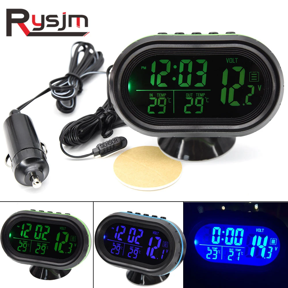 Lighted Indoor/Outdoor Clock/Temperature Display Thermometer for Car