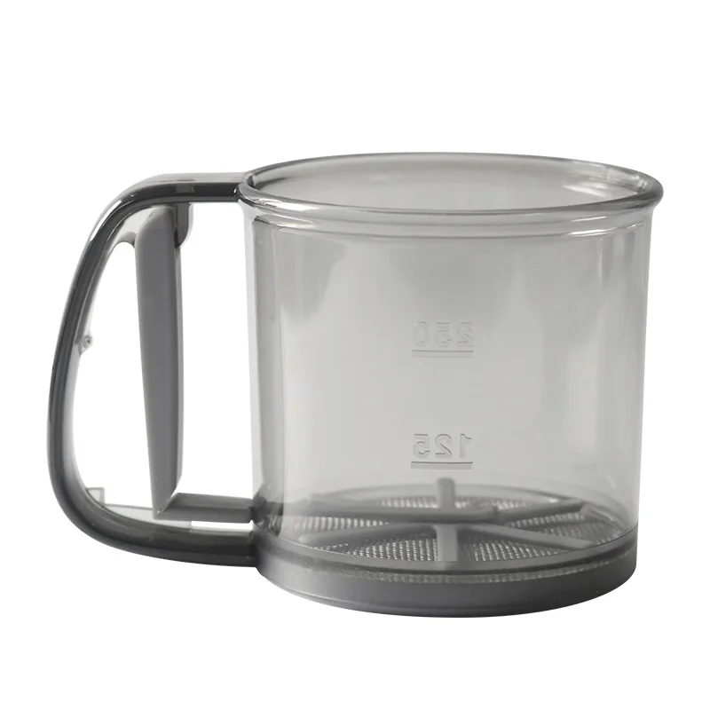 Flour Sieve Cup Powder Sieve Mesh Kitchen Gadget Cakes Hand-Screened Sugar Mesh Sieve Baking Sieve Strainer Plastic Press Cup