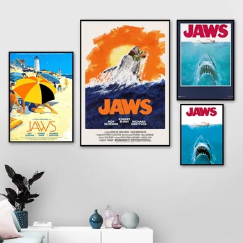 

Jaws Movie Canvas Poster Art Print Wall Pictures for Living Room No Frame