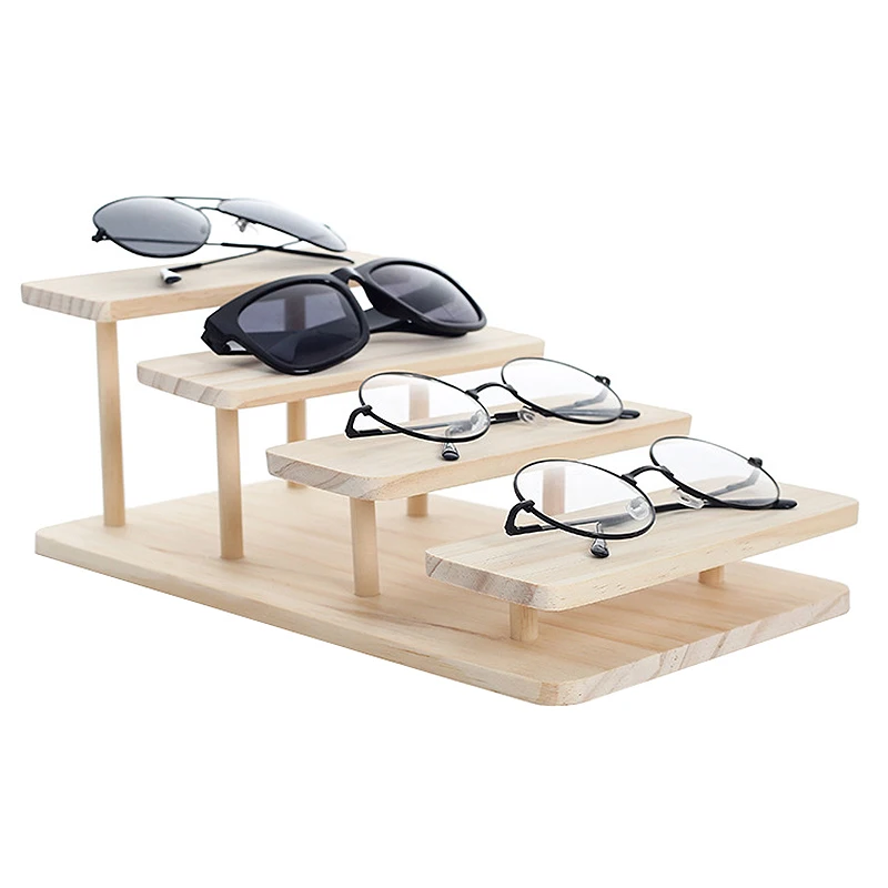 Assembleable Bamboo Sunglasses Stand Glasses Display Jewelry Holder Bracelet Watches Show Product 4 Layers