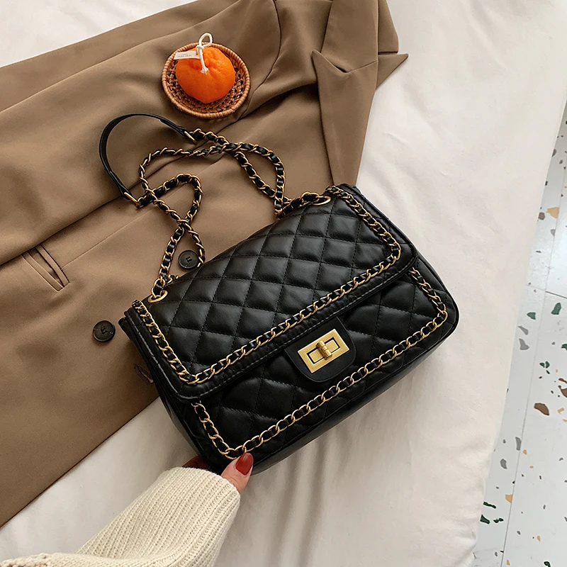 

2020 autumn and winter new shoulder bag ladies messenger bag casual female bag rhombus small square bag chain mobile phone bag