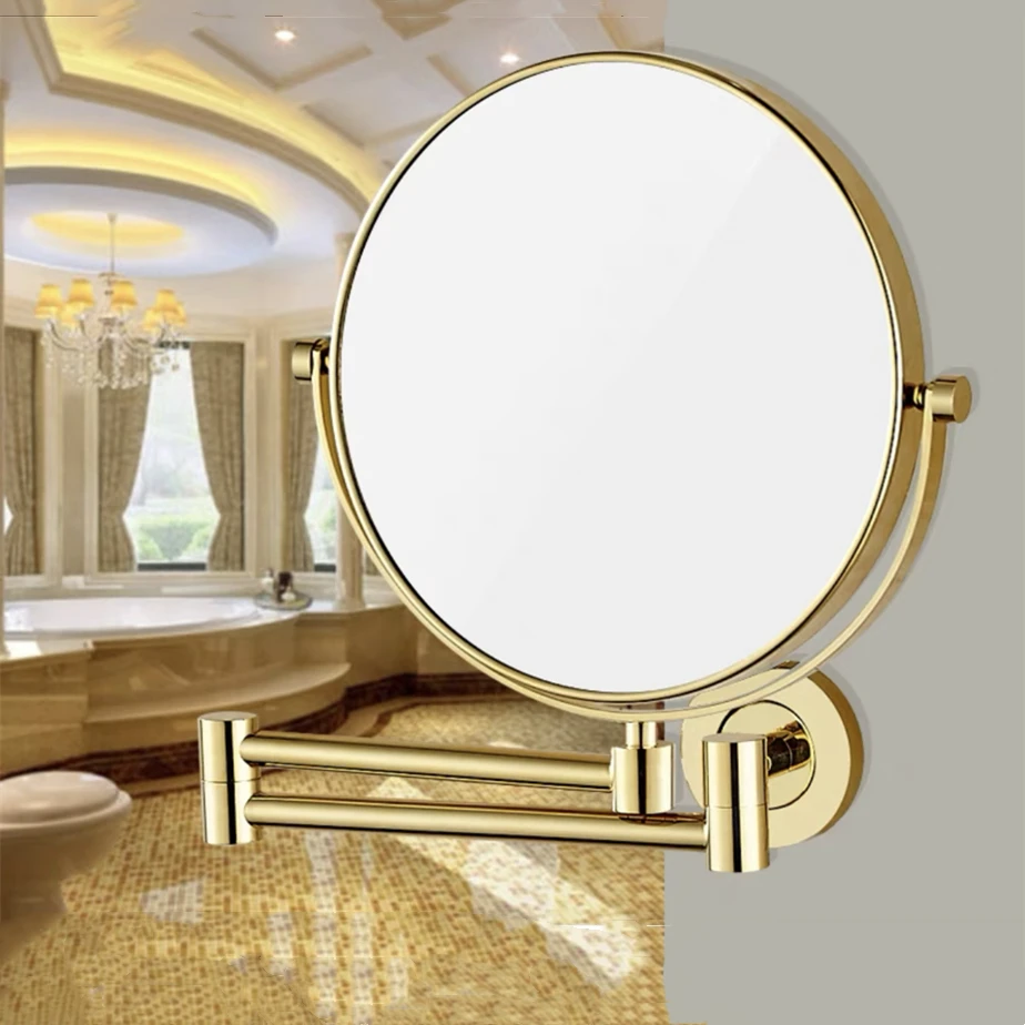 Makeup Mirror Black/chrome Brass 3 Magnification Wallmounted Folding