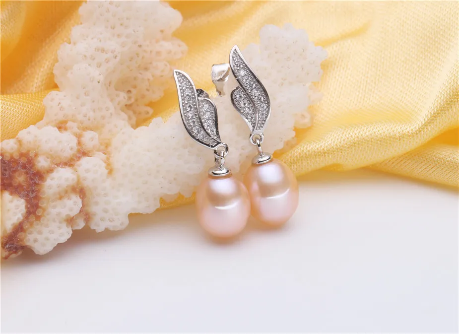 Dainashi Fashion 925 Sterling Silver Zircon Drop Earrings Elegant Genuine Natural Freshwater Pearl Earrings for Women