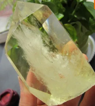 YM 329 NATURAL Clear bright Citrine QUARTZ CRYSTAL WAND POINT HEAL Blue feathER | Дом и сад