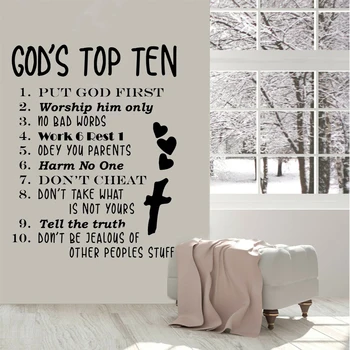 

Bible God religion faith Wall Sticker God's top Ten Commandments Exodus put god first worship him only Quotes Decal poster WZ209