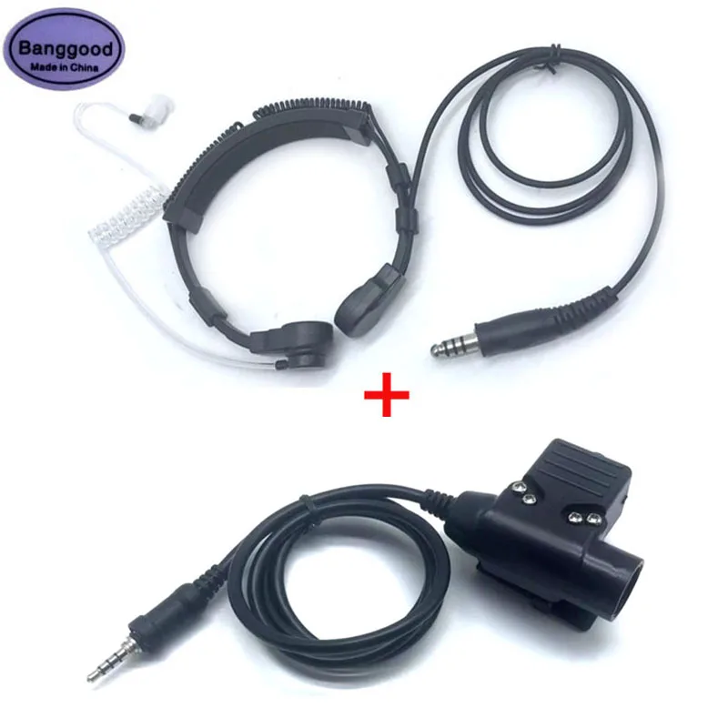 

Air Tube Throat Vibration Mic Headset + Z Tactical U-94/A U94 PTT for YAESU VX6R VX7R VX-120 VX-127 VX-170 VX-177 3.5mm Threaded