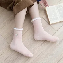 Новинка, милые женские носки с вышивкой, женские зимние плотные теплые носки, домашние носки-тапочки для сна, dames sokken