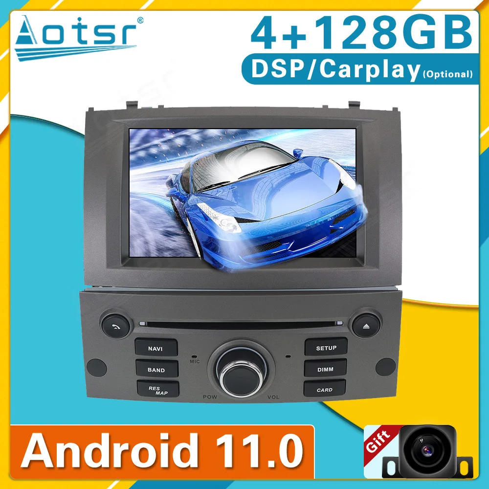 

Android 11 4+128GB Car Radio Carplay For Peugeot 407 2004-2010 Touch Screen Autoradio DSP DVD Multimedia Player GPS Navigation