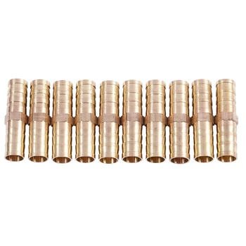 

10 PCS Brass Gold Tone 10 mm Air Water Gas Straight Hose Connector