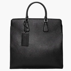 High Quality Cross Pattern Document Bag Head Layer Leather Computer Bag Business Handbag
