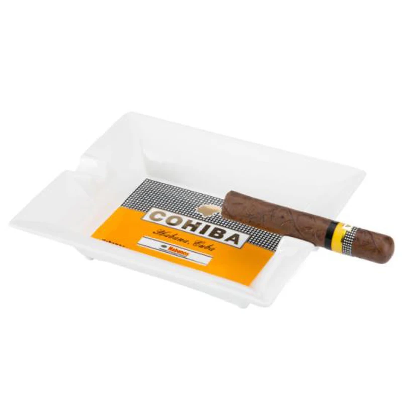 COHIBA-1 COHIBA 50-летие керамические пепельницы для сигарет 2 держателя 1 пепельница настольная сигара большая пепельница для дома с подарочной коробкой - Цвет: COHIBA-1