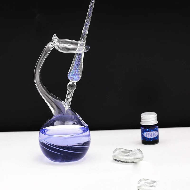 Multifunction Glass Pen Holder Handcraft Dip Pen Washer School Art