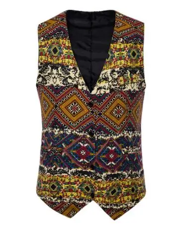 Floral Suit Vest Mens Fashion Plus Size 4XL Single Breasted Sleeveless Gilet Homme Costume Autumn Linen Breathable Waistcoat - Цвет: MJ01