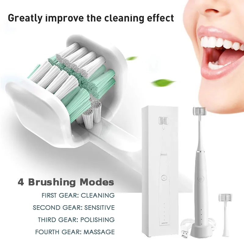 U-образные аккумуляторные электрические зубные щетки удобные мягкие Меховые обертывания вокруг чистого отбеливания зубов