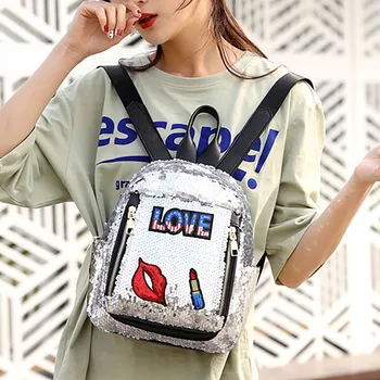 

Rucksack back pouch Fashion Girl Sequins School Bag Backpack Travel Shoulder Bag Wild Leisure Bag mochila рюкзак женский 4 color