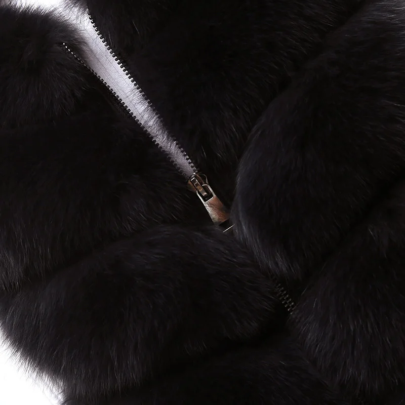 New Fashion Fox Fur Vest Zipper Real Fur Jacket Female Winter Warm Fur Coat High Quality Leather Vest Fur Fox