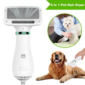 

2 In 1 Powerful Durable Dog Hair Dryer Fur Blower Low Temprature & Noise Pet Hair Grooming Comb For Dogs Cats Small Animals