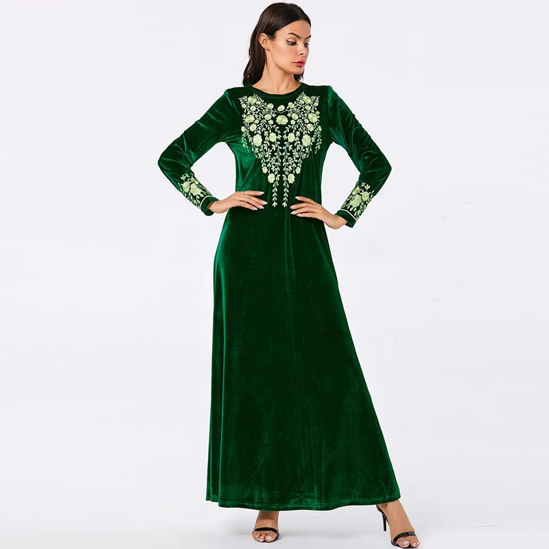 Бархатное платье абайя в арабском и турецком стиле длинное мусульманское Caftan Dubai