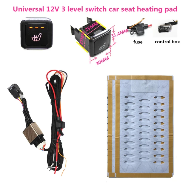 Universal 3 Ebene Schalter 12V 2 Sitze 4 Pads Carbon Faser Auto Lkw  Beheizte Sitz Heizung Heizung Pads Winter wärmer Sitzbezüge