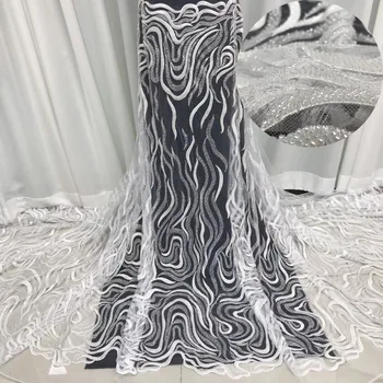 

Newest French Nigeria Lace Fabric High Quality African Lace Fabric Wedding French Tulle Lace Fabric J4289