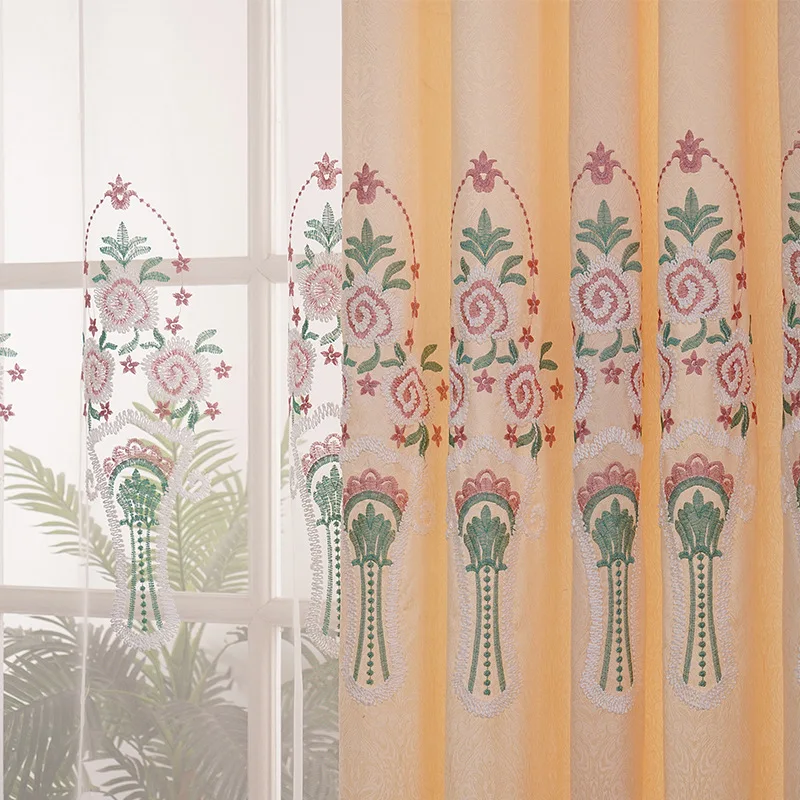 

Simple European Embroidery Shading Curtains for Living Dining Room Bedroom Luxury Bedroom Curtains