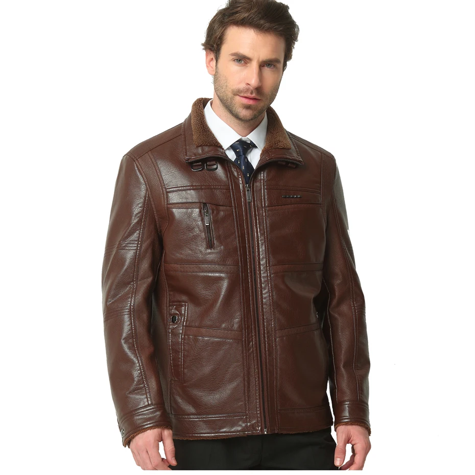 Jaqueta de couro masculino кожаные куртки мужские пальто Высококачественная верхняя одежда из искусственной кожи мужская деловая зимняя куртка из искусственного меха 18969-5