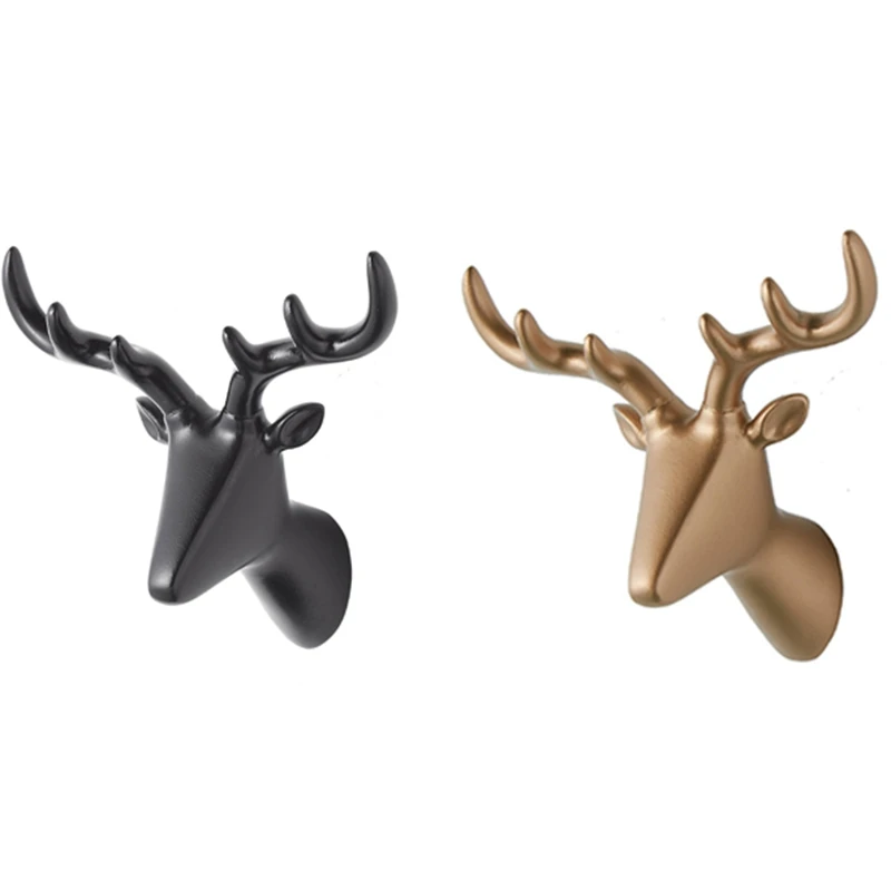 

2Pcs Deer Head Animal Clothing Display Racks Hook Coat Hook Cap Room Decor Show Wall Bag Keys Sticky Holder Home Wall Decoration