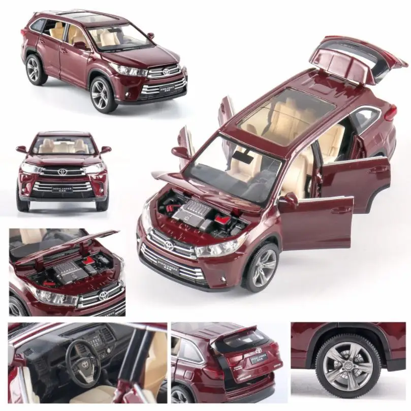 1/32 Toyota Highlander Diecasts & Toy Vehicles Car Model With Sound&Light Collection Car Toys For Boy Children Gift birthday